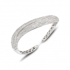 White Gold Diamond Cuff Bangle 6.98 TDW White Gold Diamond Cuff Bangle 6.98 TDW